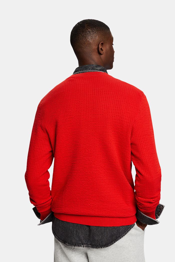 Sweater med struktur og rund hals, RED, detail image number 2