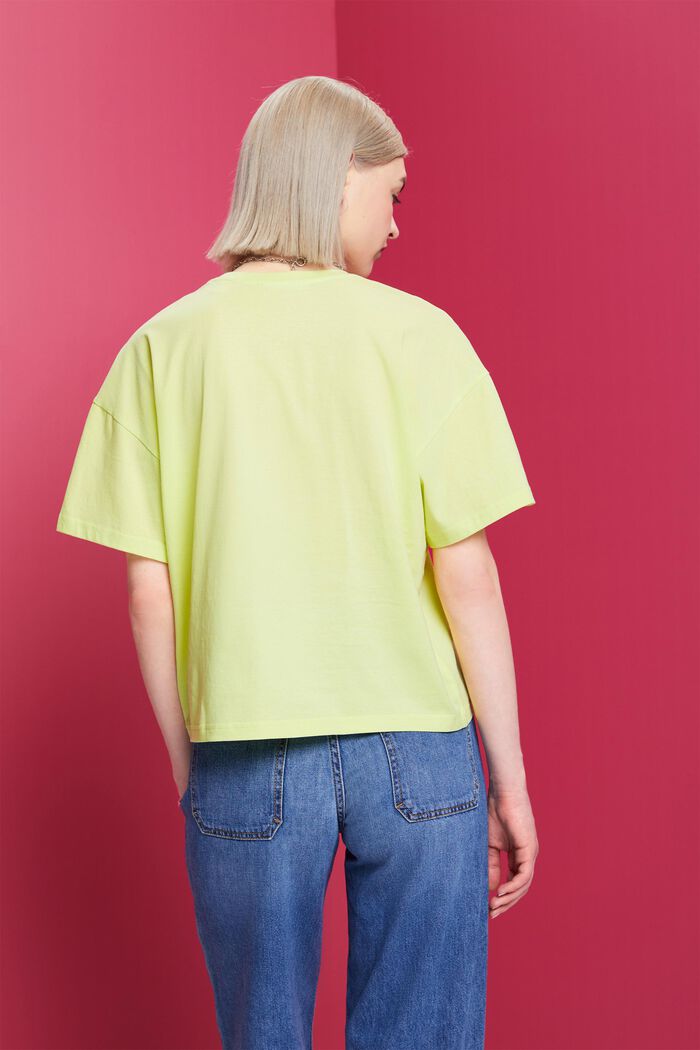 Cropped oversized T-shirt, 100 % bomuld, LIME YELLOW, detail image number 3