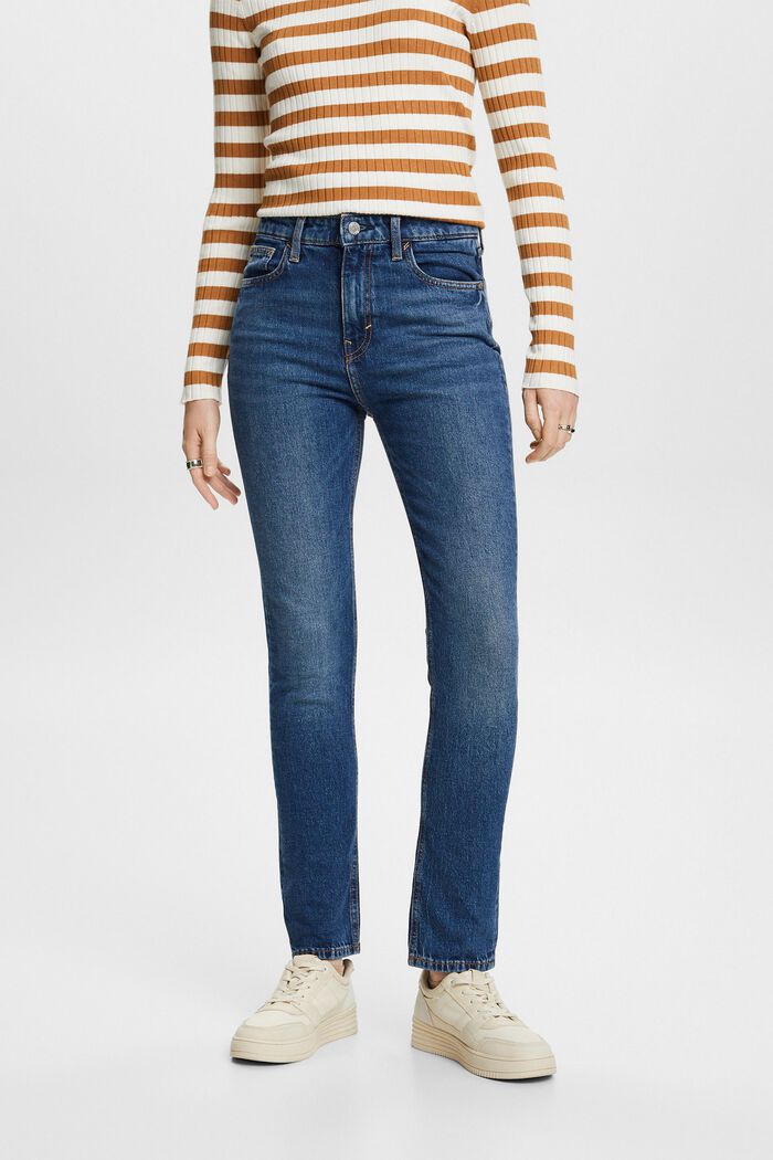 Slim-jeans med høj talje, BLUE MEDIUM WASHED, detail image number 1