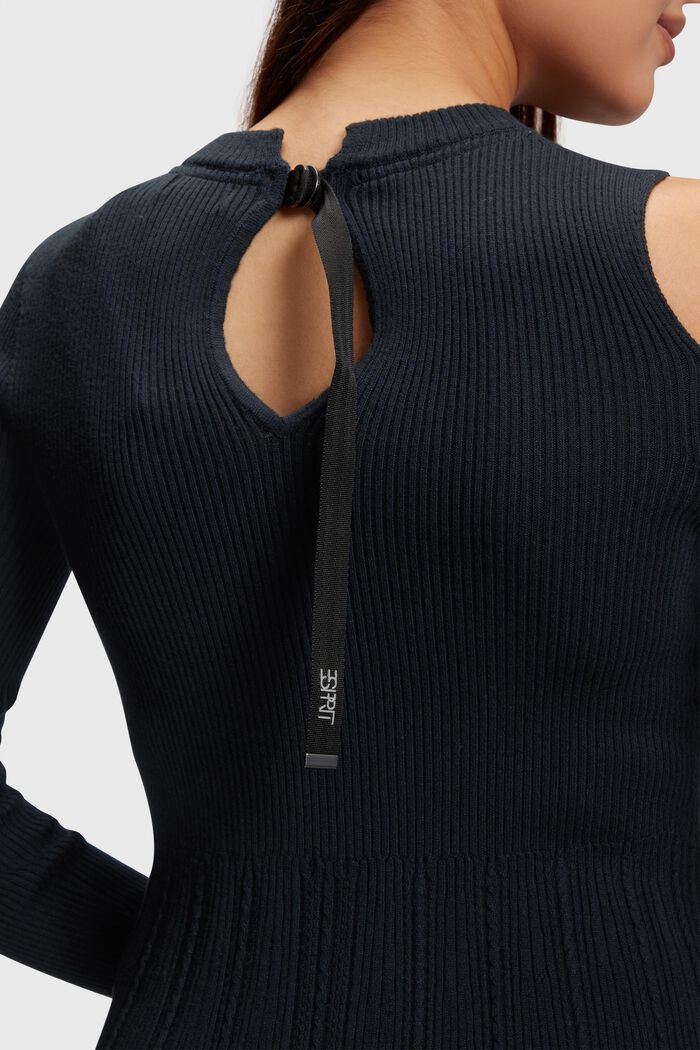 Sweatshirtkjole med cut out-skuldre, BLACK, detail image number 3