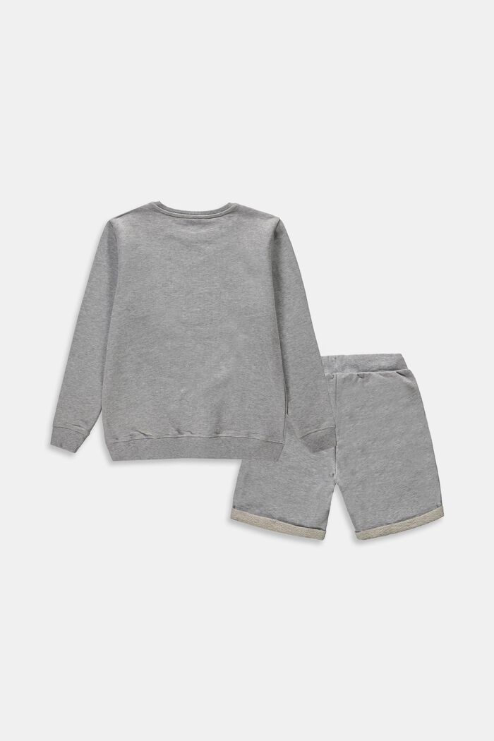 Sæt: pullover og shorts, 100% bomuld, PASTEL GREY, detail image number 1