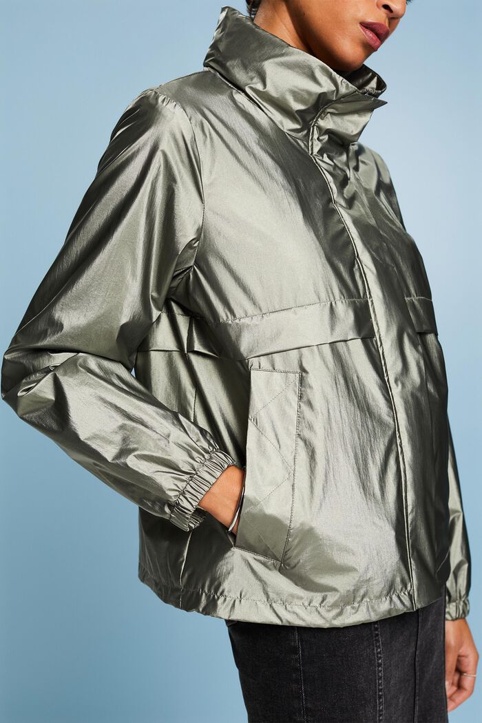 Windbreaker-jakke med metallic coating, DARK TEAL GREEN, detail image number 3
