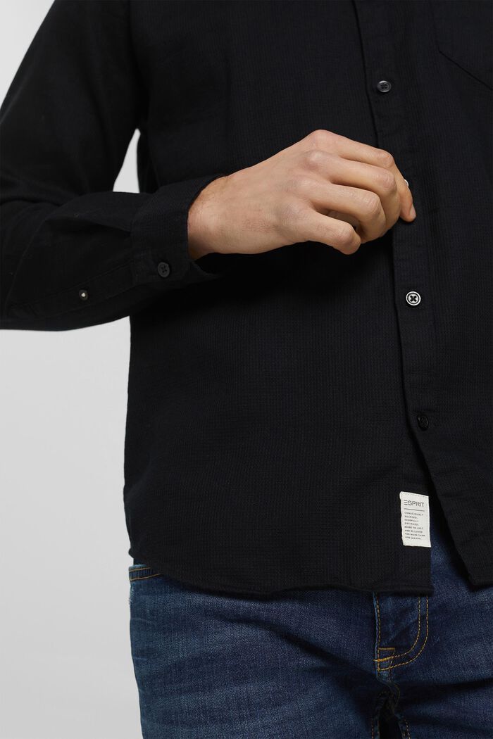 Bomuldsskjorte med kinakrave, BLACK, detail image number 1