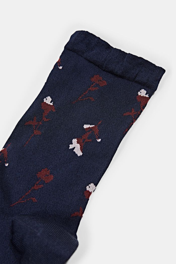 Blomstrede sokker med fluffy kant, MARINE, detail image number 1