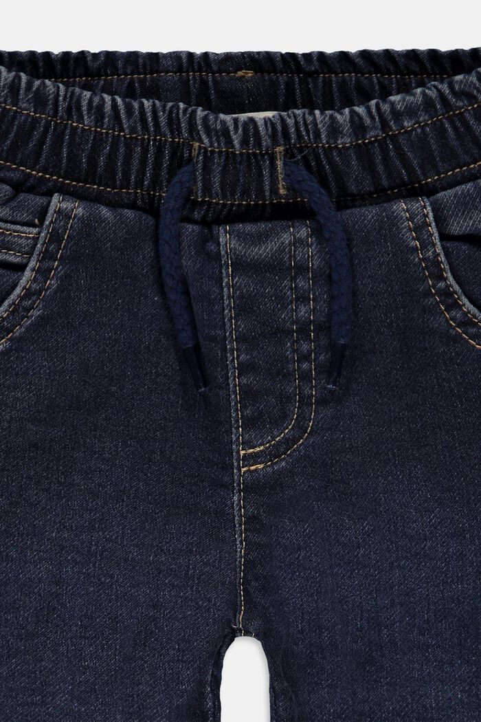 Jeans med elastiklinning af bomuld, BLUE DARK WASHED, detail image number 2