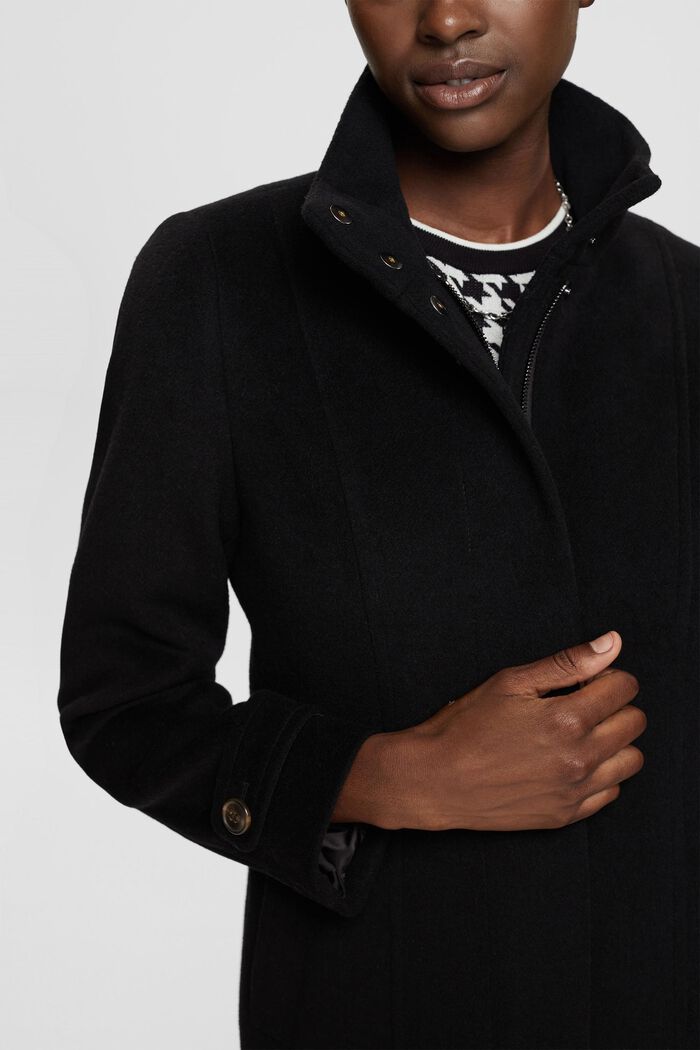 Frakke med uld, BLACK, detail image number 2
