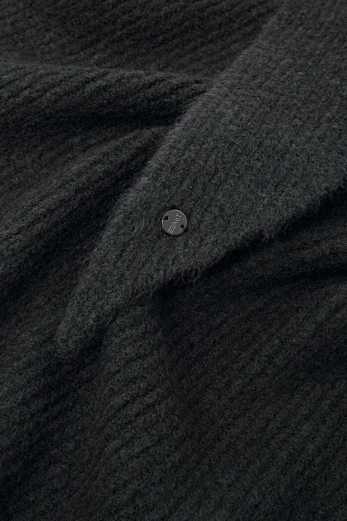 Trekantet tørklæde i ribstrik, BLACK, detail image number 1