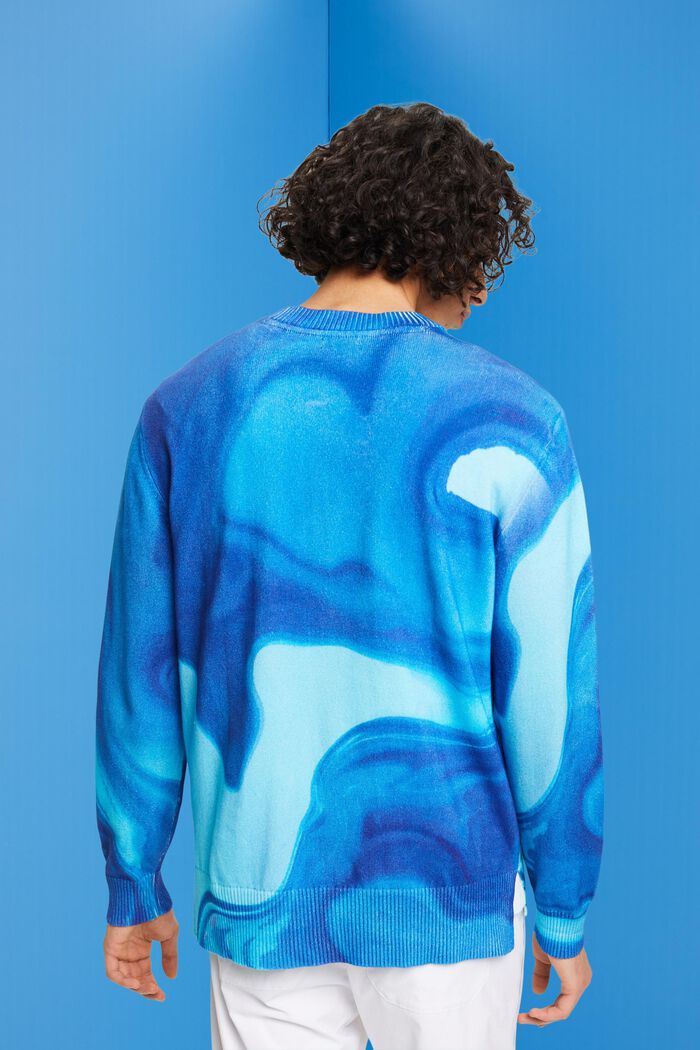 Pullover i vævet bomuld med allover-mønster, BLUE, detail image number 3