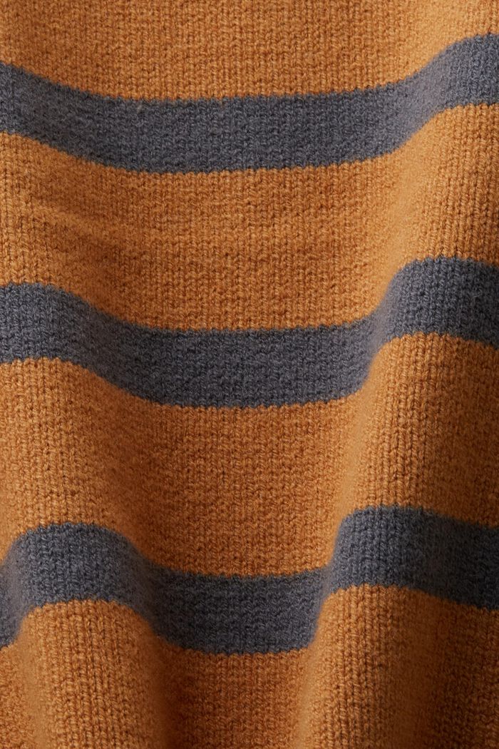 Stribet sweatervest med høj hals, CARAMEL, detail image number 5