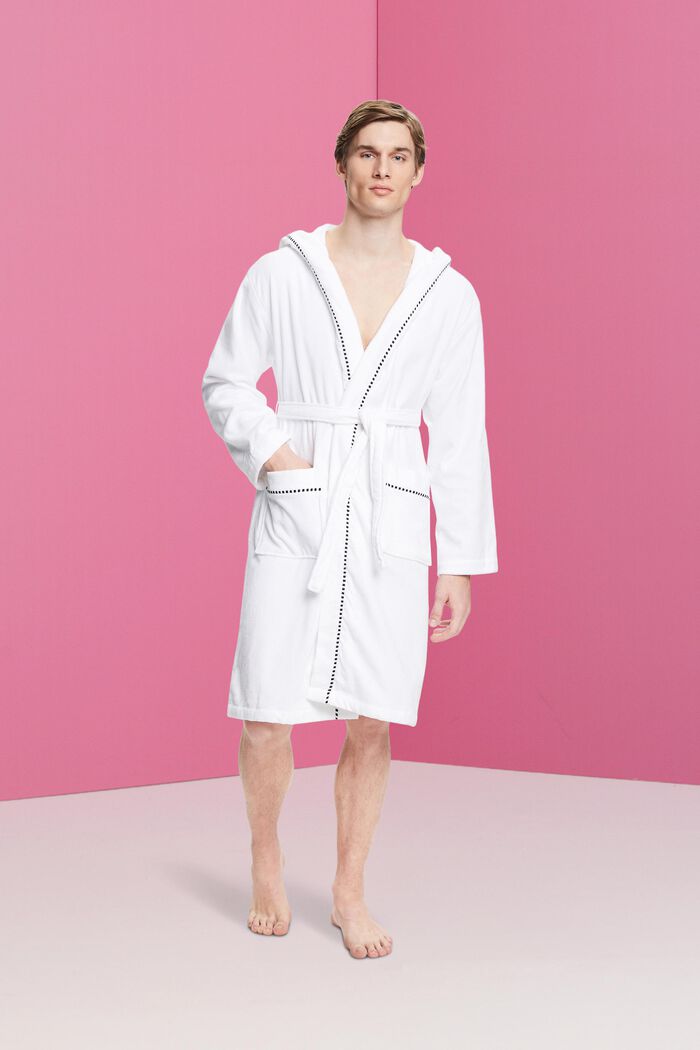 Velour-badekåbe, 100% bomuld, WHITE, detail image number 1
