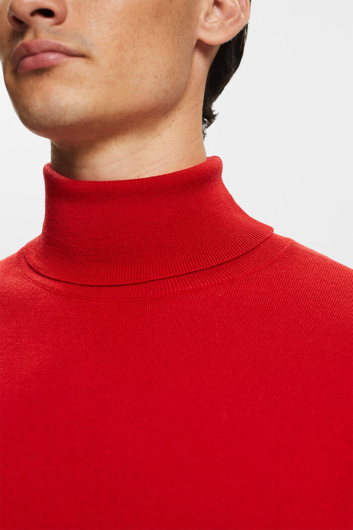 Rullekravesweater i merinould, DARK RED, detail image number 3