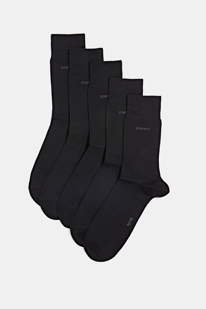 Pakke med 5 par sokker, økologisk bomuldsblanding, BLACK, detail image number 0
