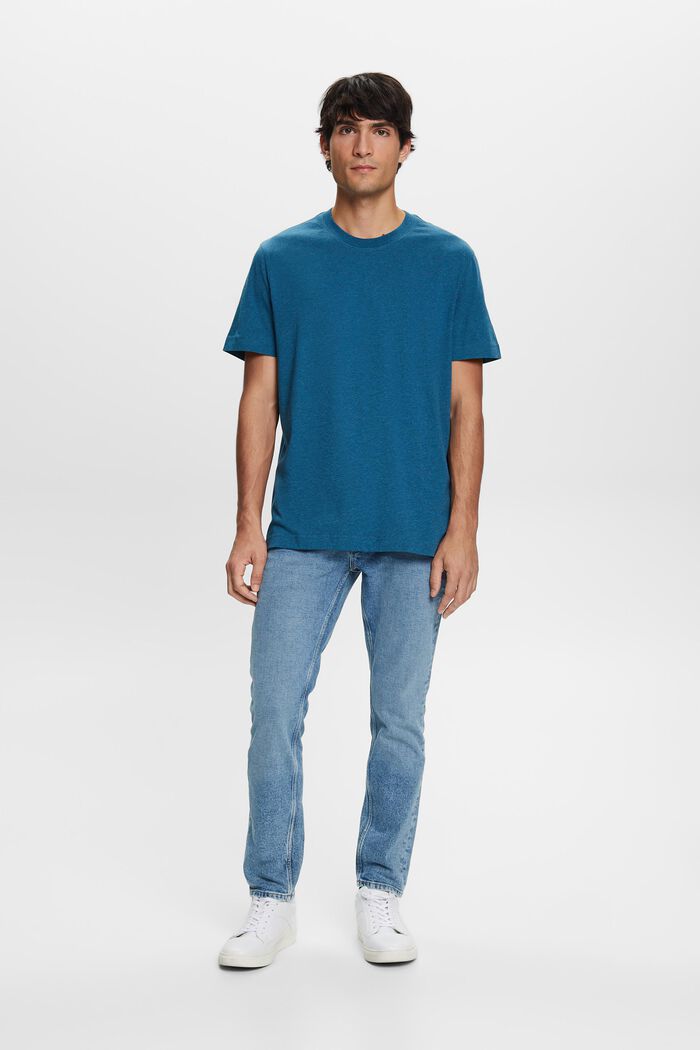 T-shirt med rund hals, 100 % bomuld, GREY BLUE, detail image number 1