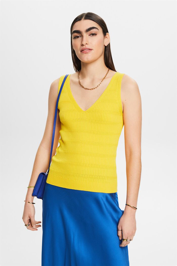 Sweater-tanktop med V-hals, YELLOW, detail image number 0