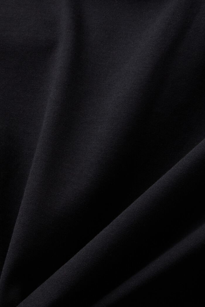 Jersey-T-shirt i pimabomuld med rund hals, BLACK, detail image number 4
