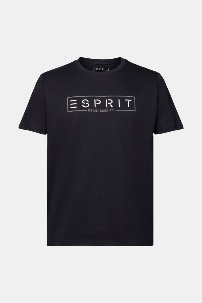 Jersey-T-shirt med logo, 100% bomuld, BLACK, detail image number 6