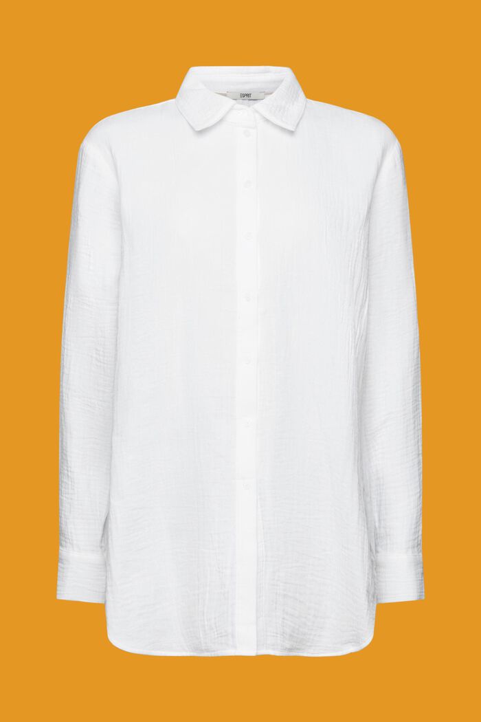 Seersucker-skjorte i bomuld, WHITE, detail image number 5