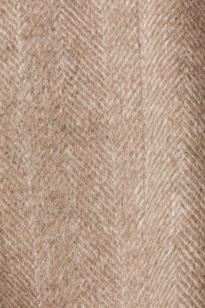 Frakke med uldmiks og aftagelig hætte, LIGHT TAUPE, detail image number 4