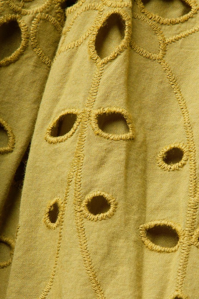 Mininederdel med broderet hulmønster, 100 % bomuld, PISTACHIO GREEN, detail image number 5
