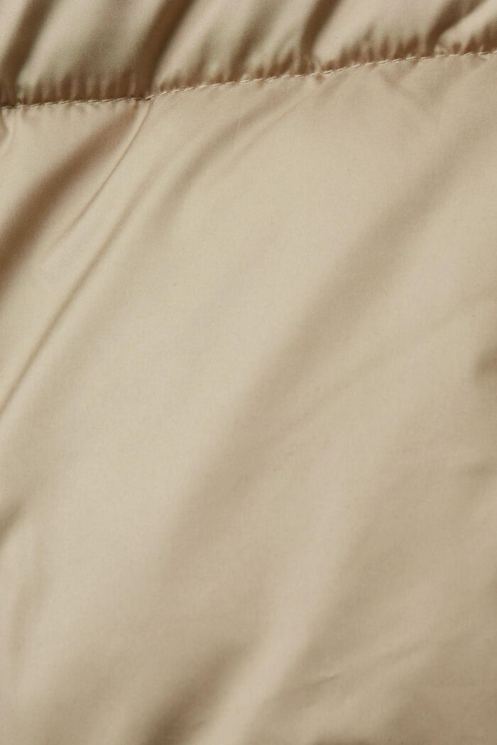 Quiltet pufferfrakke med hætte, KHAKI BEIGE, detail image number 4