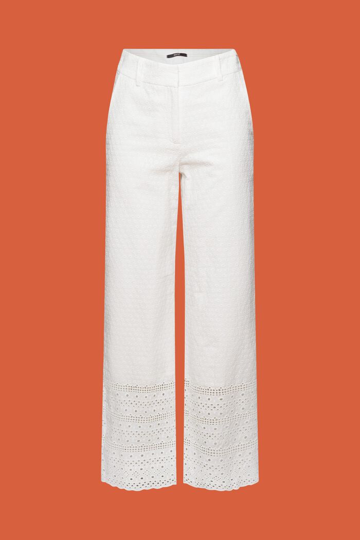 Broderede bukser, 100 % bomuld, WHITE, detail image number 7