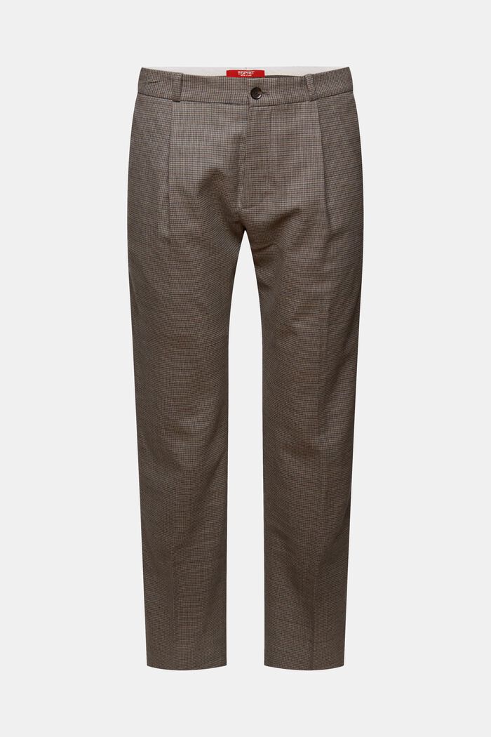 Bukser i uld med hanefjedsmønster, BROWN GREY, detail image number 7