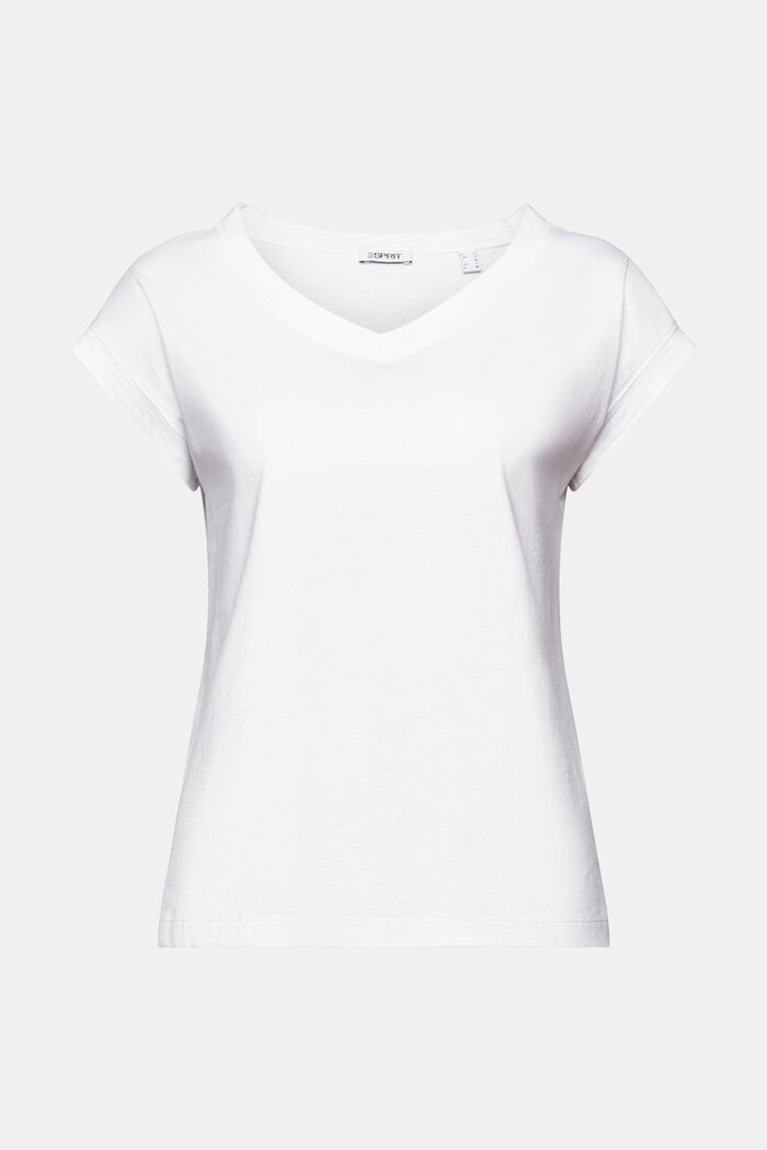 T-shirt med V-hals, WHITE, detail image number 5