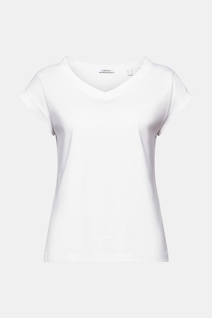 T-shirt med V-hals, WHITE, detail image number 5