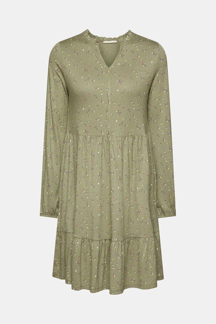 Mønstret kjole, LENZING™ECOVERO™, LIGHT KHAKI, detail image number 6