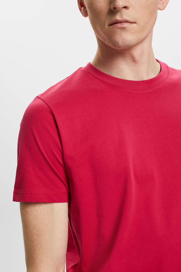 Jersey-T-shirt med rund hals, DARK PINK, detail image number 2