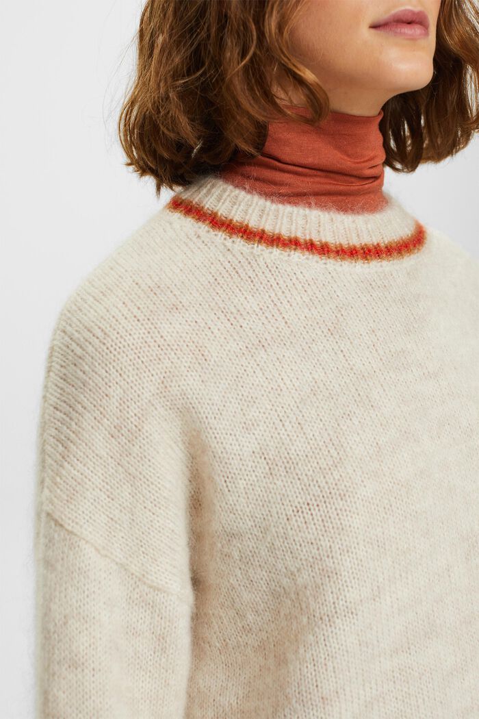 Sweater i uld-/mohairmiks, NEW CREAM BEIGE, detail image number 2