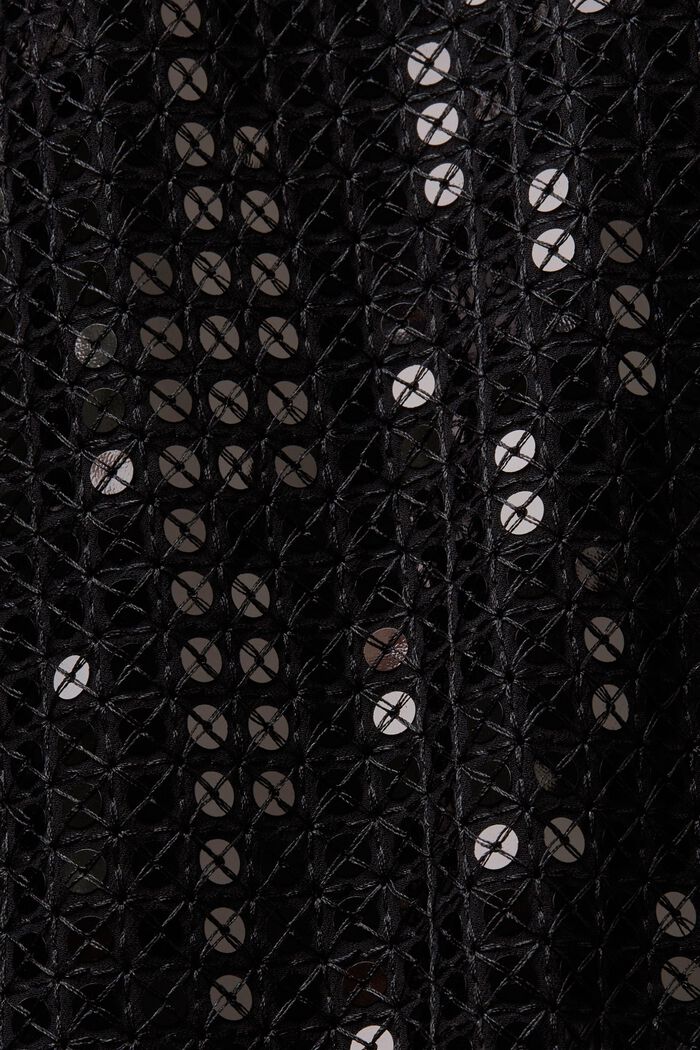 Kortærmet bluse med pailletter, BLACK, detail image number 6