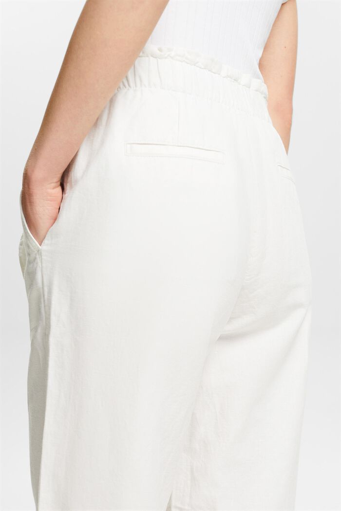 Korte culottebukser i hør-bomuld, OFF WHITE, detail image number 4