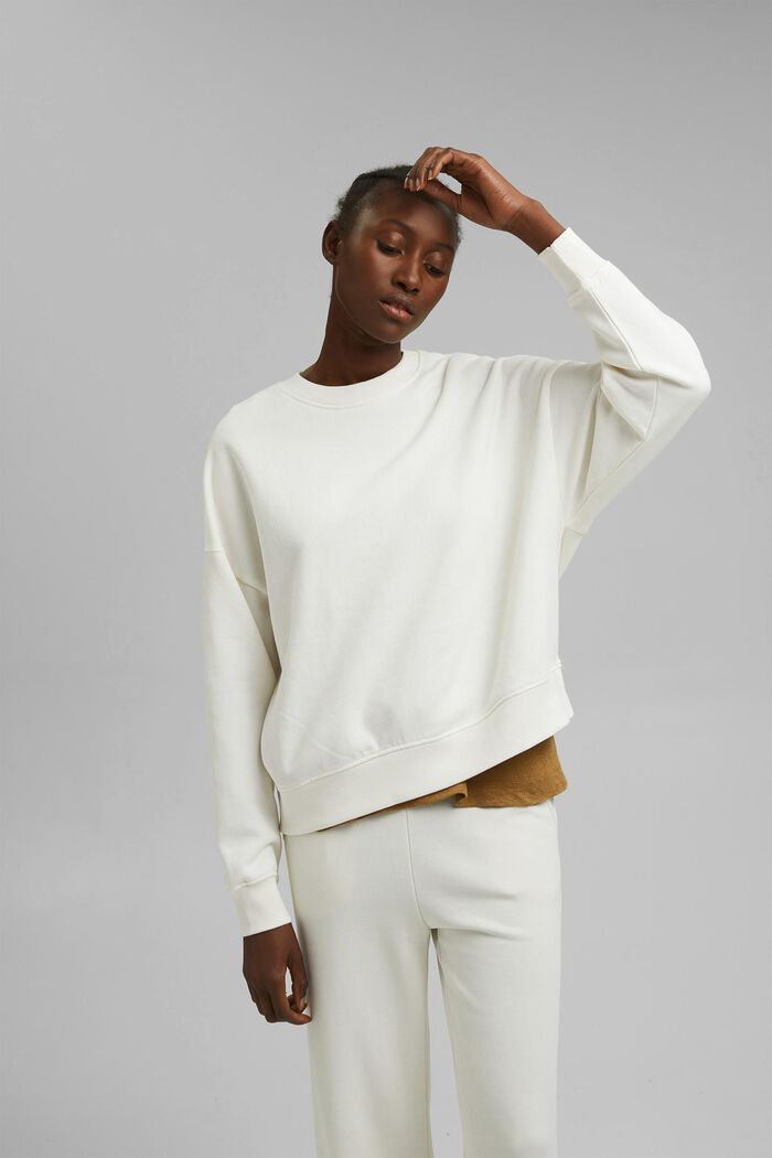 Sweatshirt i 100% økobomuld, OFF WHITE, overview