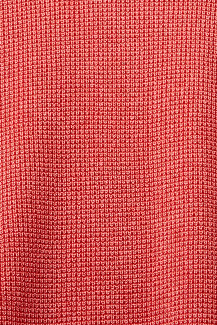 Basis-pullover med rund hals, 100 % bomuld, CORAL RED, detail image number 4