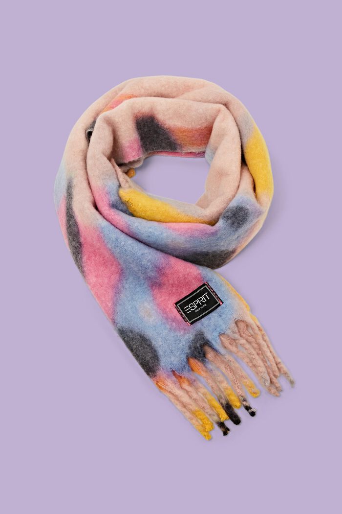 Multifarvet tørklæde i børstet strik, PASTEL PINK, detail image number 0