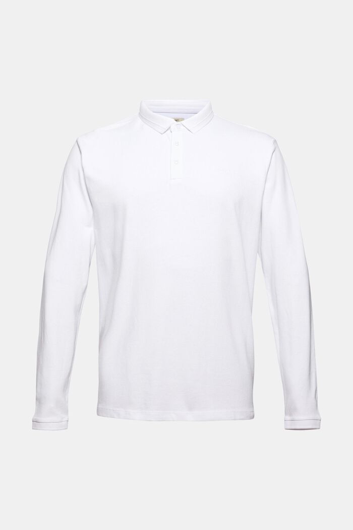 Langærmet pique-poloskjorte, økologisk bomuld, WHITE, detail image number 5