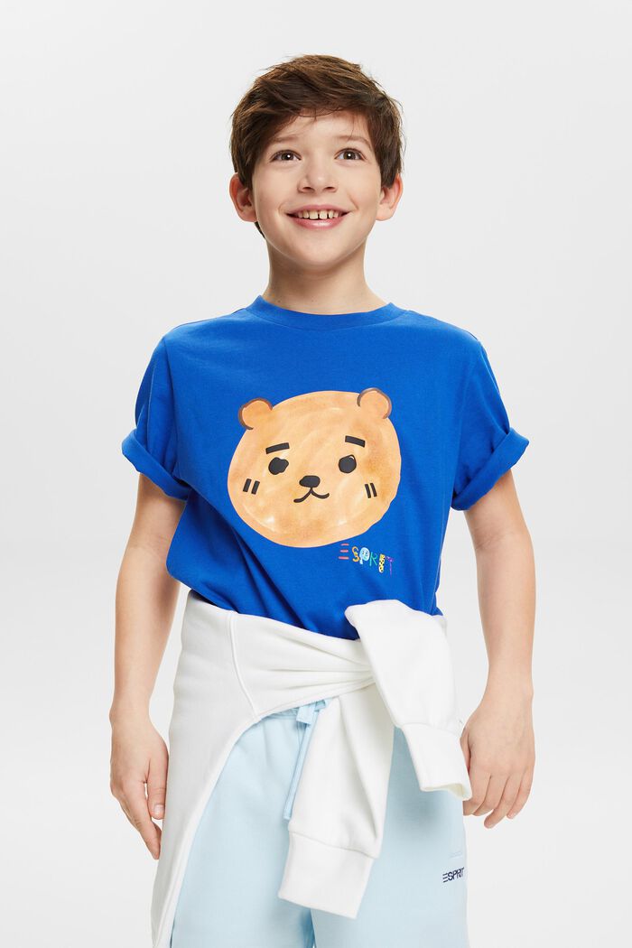 T-shirt i bomuldsjersey med print, BRIGHT BLUE, detail image number 0