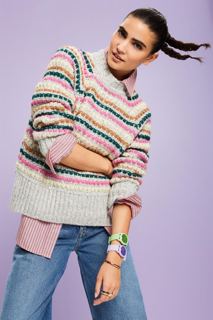 Sweater i uld-/bomuldsmiks, LIGHT GREY, detail image number 2