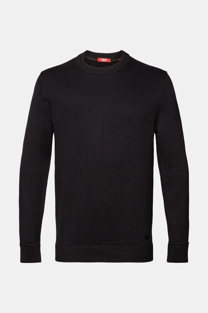 Sweater i bomuld med rund hals, BLACK, detail image number 6