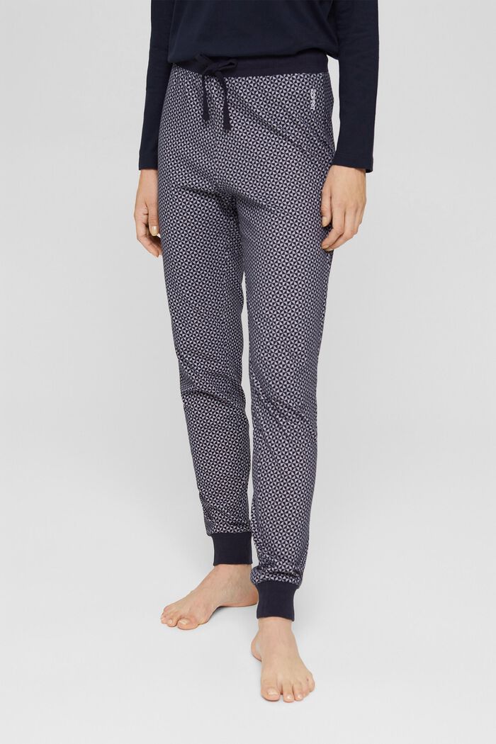 Jersey-pyjamasbukser i 100% økobomuld, NAVY, detail image number 0