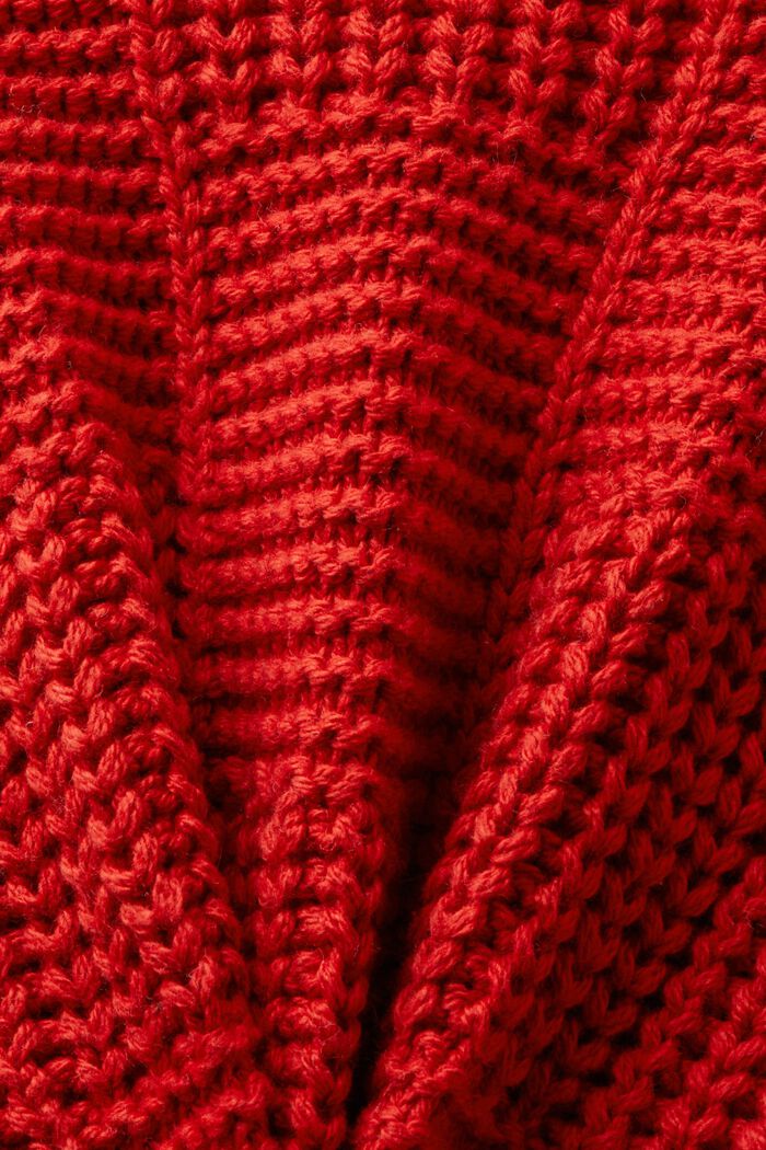 Sweater i chunky strik med sjalskrave, DARK RED, detail image number 5