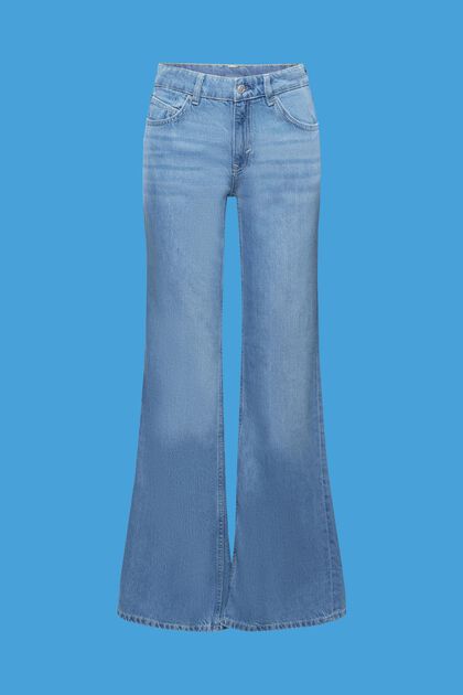 Jeans med mellemhøj talje og retro-svaj, BLUE LIGHT WASHED, overview