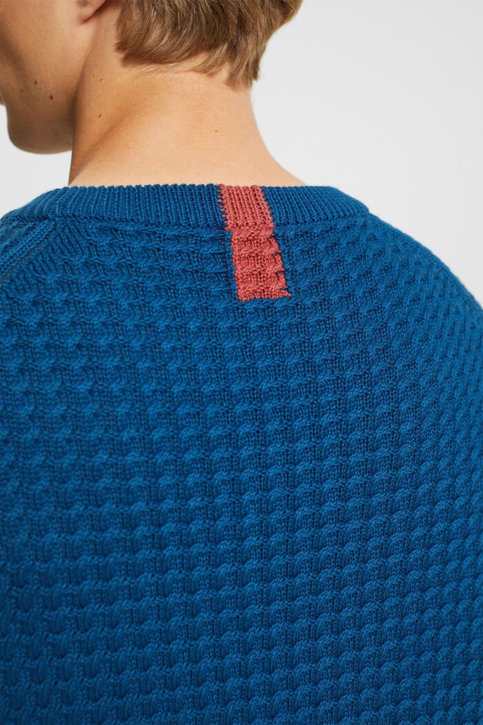 Sweater i strukturstrik, PETROL BLUE, detail image number 3