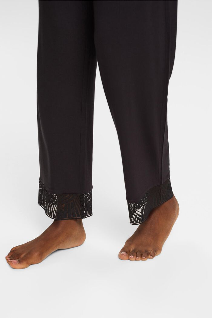 Pyjamasbukser med blonder, LENZING™ ECOVERO™, BLACK, detail image number 4