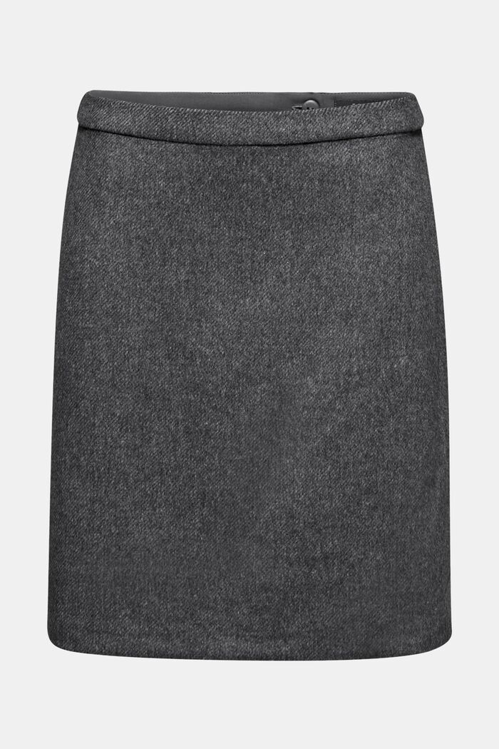 Med uld: elegant, A-formet nederdel, DARK GREY, overview