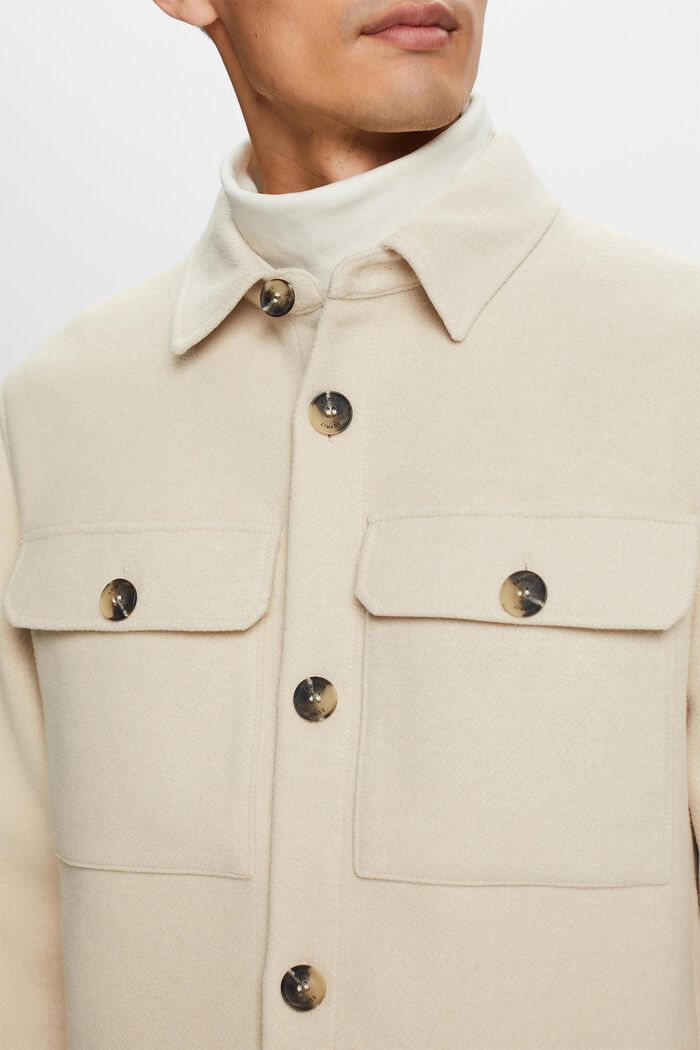 Skjorte i børstet uldmiks, OFF WHITE, detail image number 2