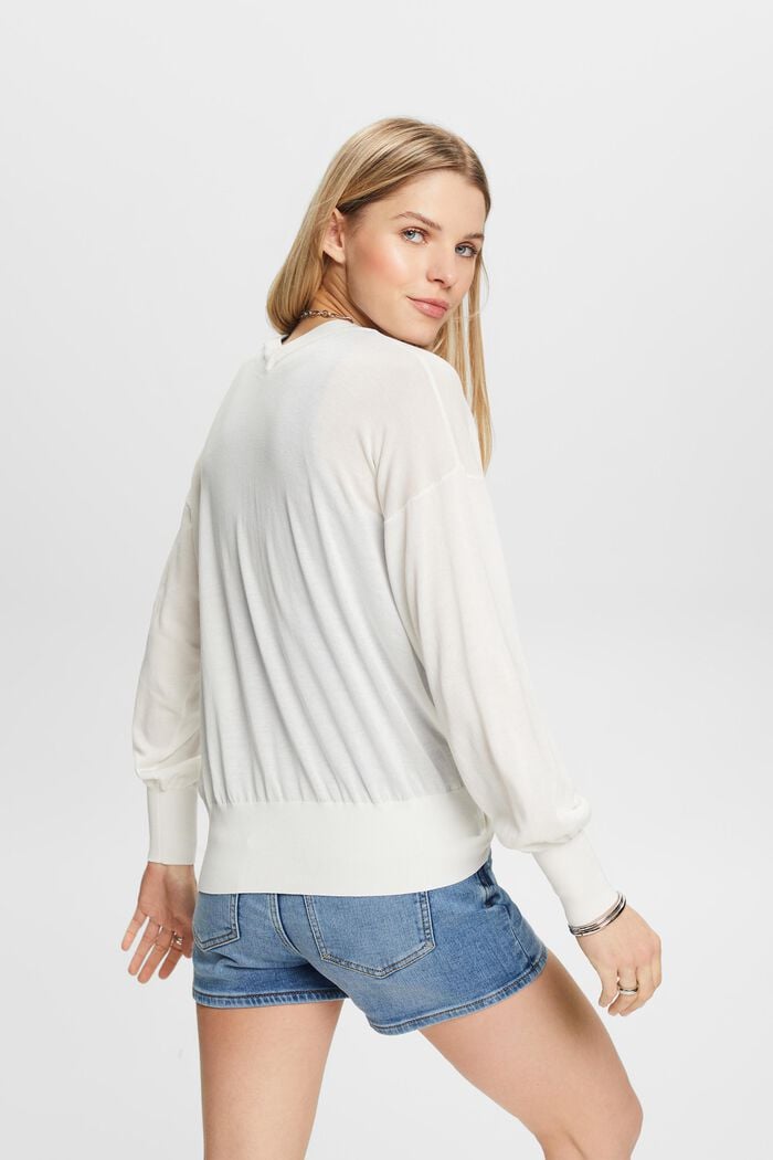 Sweater med V-hals, OFF WHITE, detail image number 2