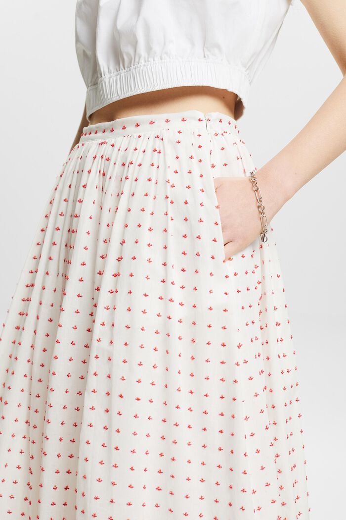 Midi-nederdel med tekstur og boblekant, WHITE, detail image number 3
