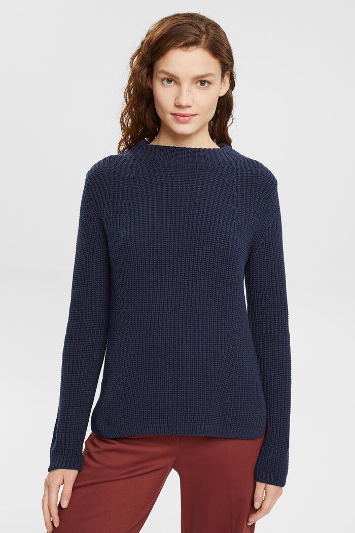 Stribet sweater, NAVY, overview